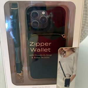 Elegant Black Zipper Wallet Case for iPhone 14 Pro Max